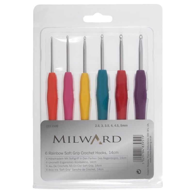 Milward Crochet Hook Soft-Grip Rubber Handles - Set of 6