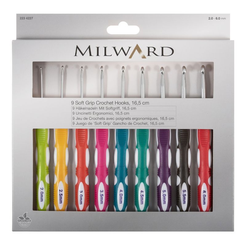 Milward Crochet Hook Set Soft Grip - 9 hooks