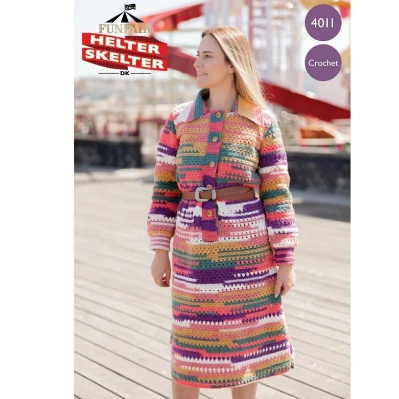 Emu Yarns  Long Sleeve Shirt Dress in Emu Funfair Helter Skelter (4011)