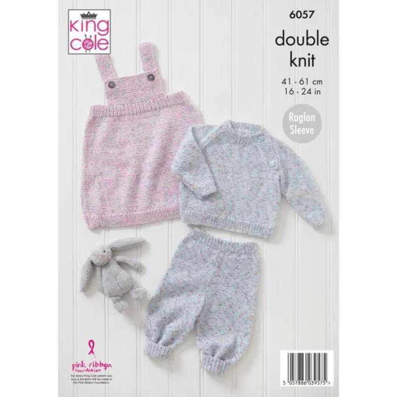 King Cole Sweater, Pinafore Dress & Pants Knitted In Cloud Nine DK