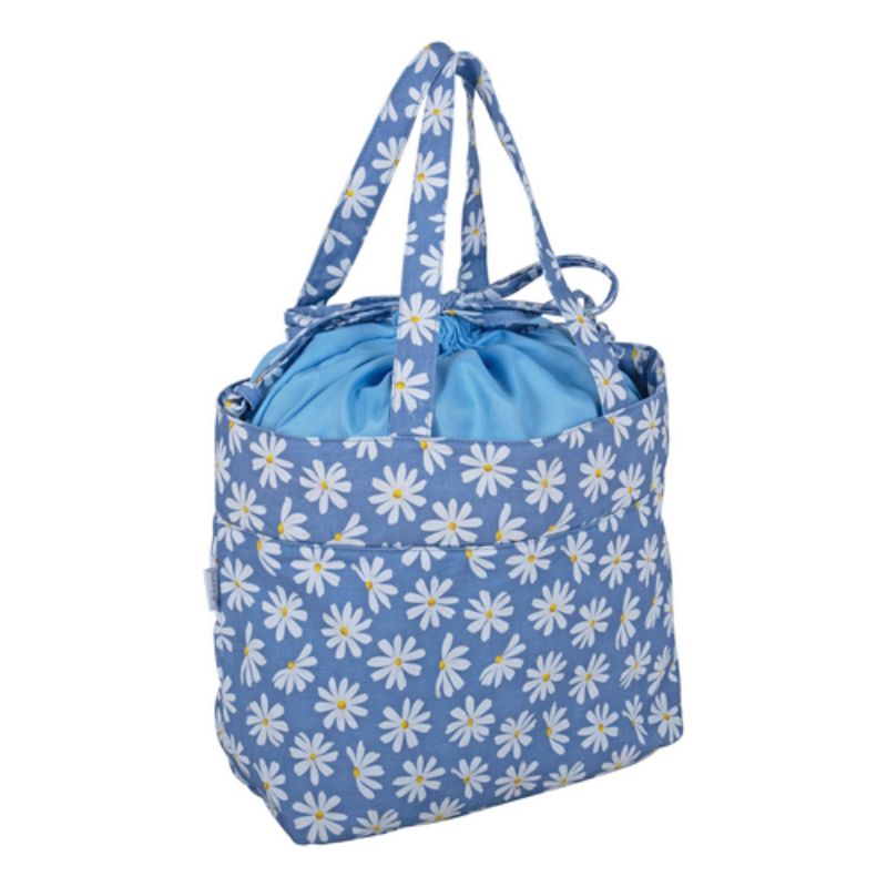 Craft Bag (M) Drawstring - Denim Daisies