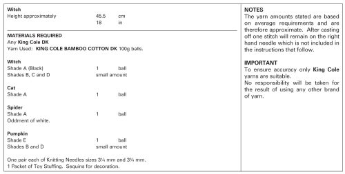 King Cole Halloween Pattern Knitted with Bamboo Cotton DK