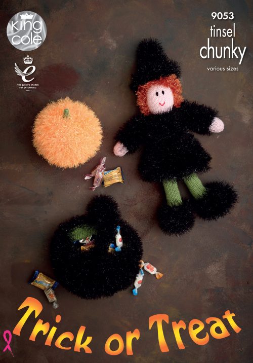 King Cole Halloween, Witch, Pumpkin & Cauldron Knitted with Tinsel Chunky