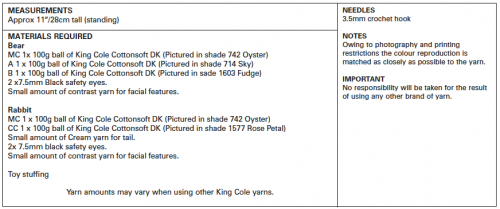 King Cole Crochet Bear & Rabbit Knitted in Cottonsoft DK