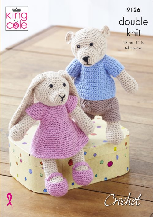 King Cole Crochet Bear & Rabbit Knitted in Cottonsoft DK