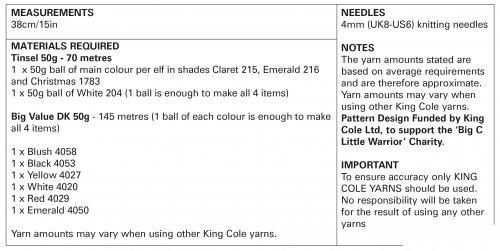 King Cole Playful Elves Knitted in Tinsel & Big Value DK 50g