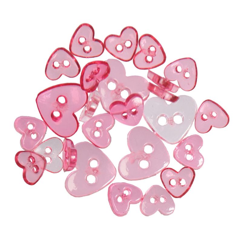 Buttons Craft Mini Hearts 1.5g Assorted Transparent Pink