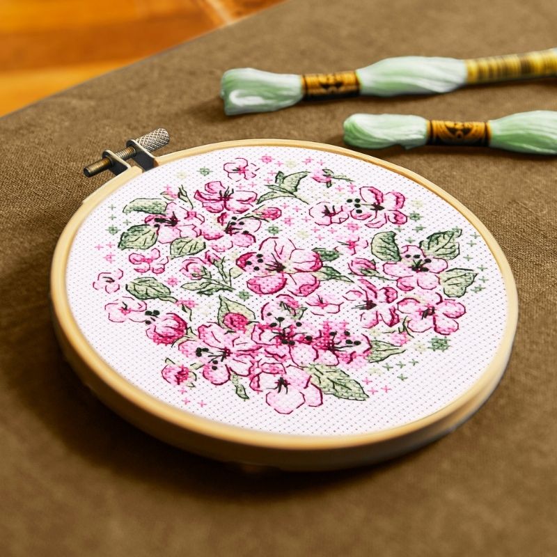 DMC Cherry Blossom by Anna Matvieieva Intermediate Cross Stitch Kit