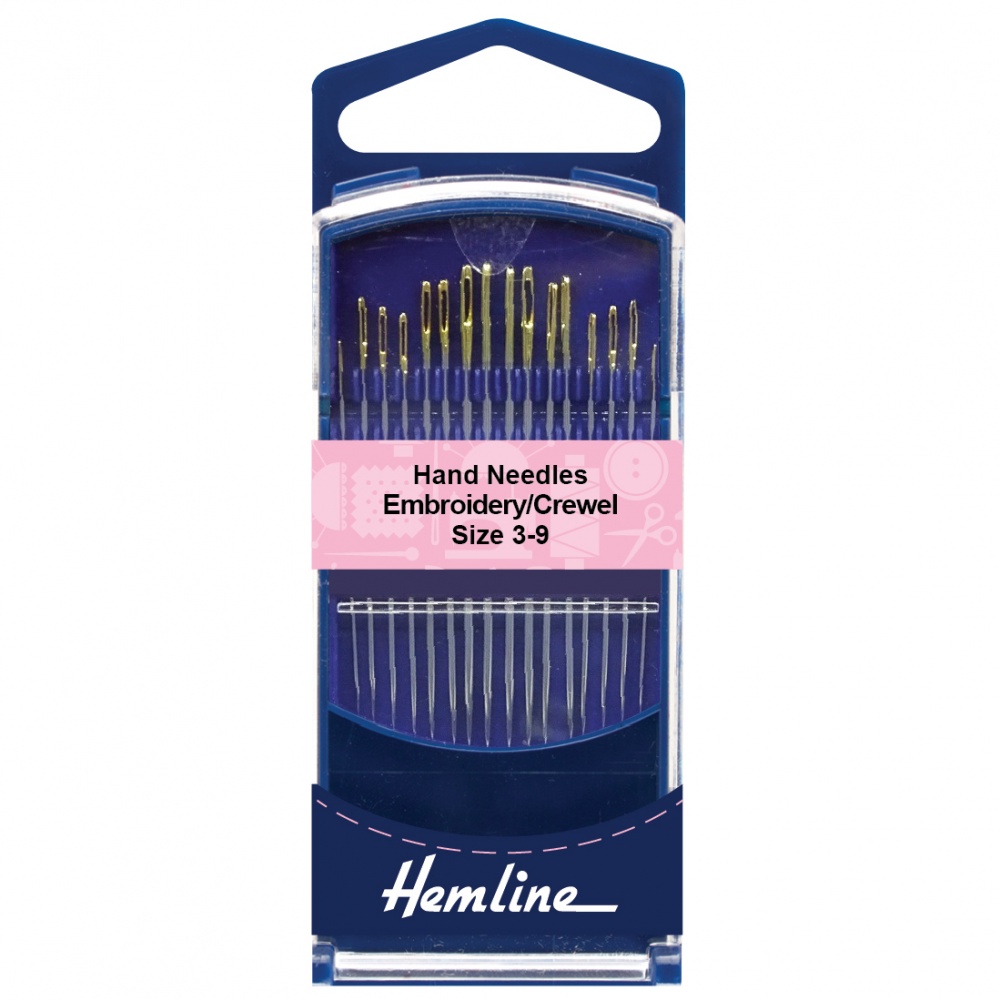 Hemline  Hand Sewing Needles Premium Embroidery Crewel Size 3-9