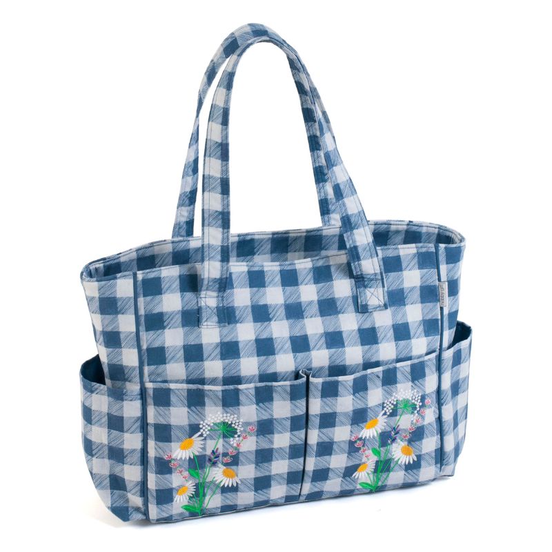 Craft Bag Embroidered Wild Floral Plaid