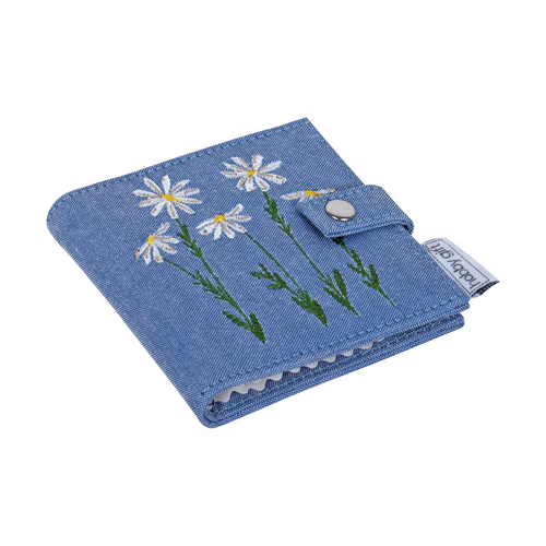 Needle Case & Scissors: Embroidered: Denim Daisies