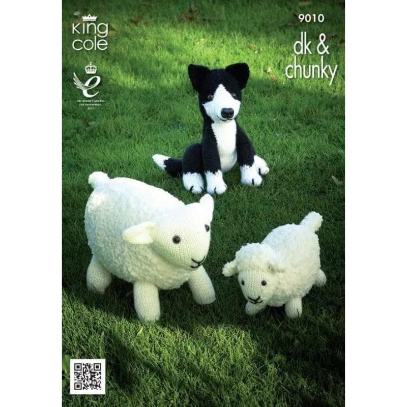 King Cole Sheep, Lamb and Sheepdog Toys in Cuddles Chunky