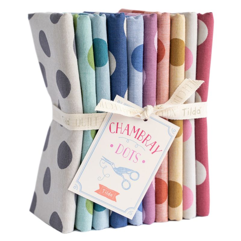 Tilda Fat Quarters Chambray Dots 50 x 55cm Bundle of 10