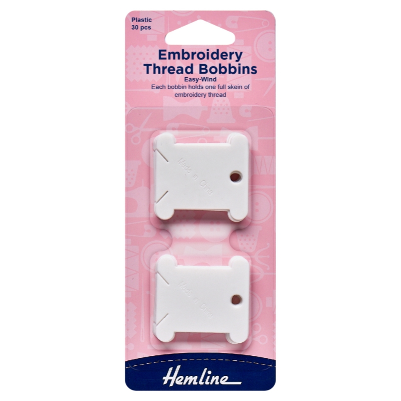 Hemline  Embroidery Thread Bobbins Plastic - 30 Pieces