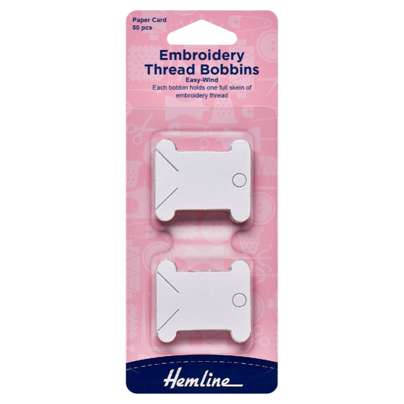 Hemline  Embroidery Thread Bobbins Paper - 50 pieces