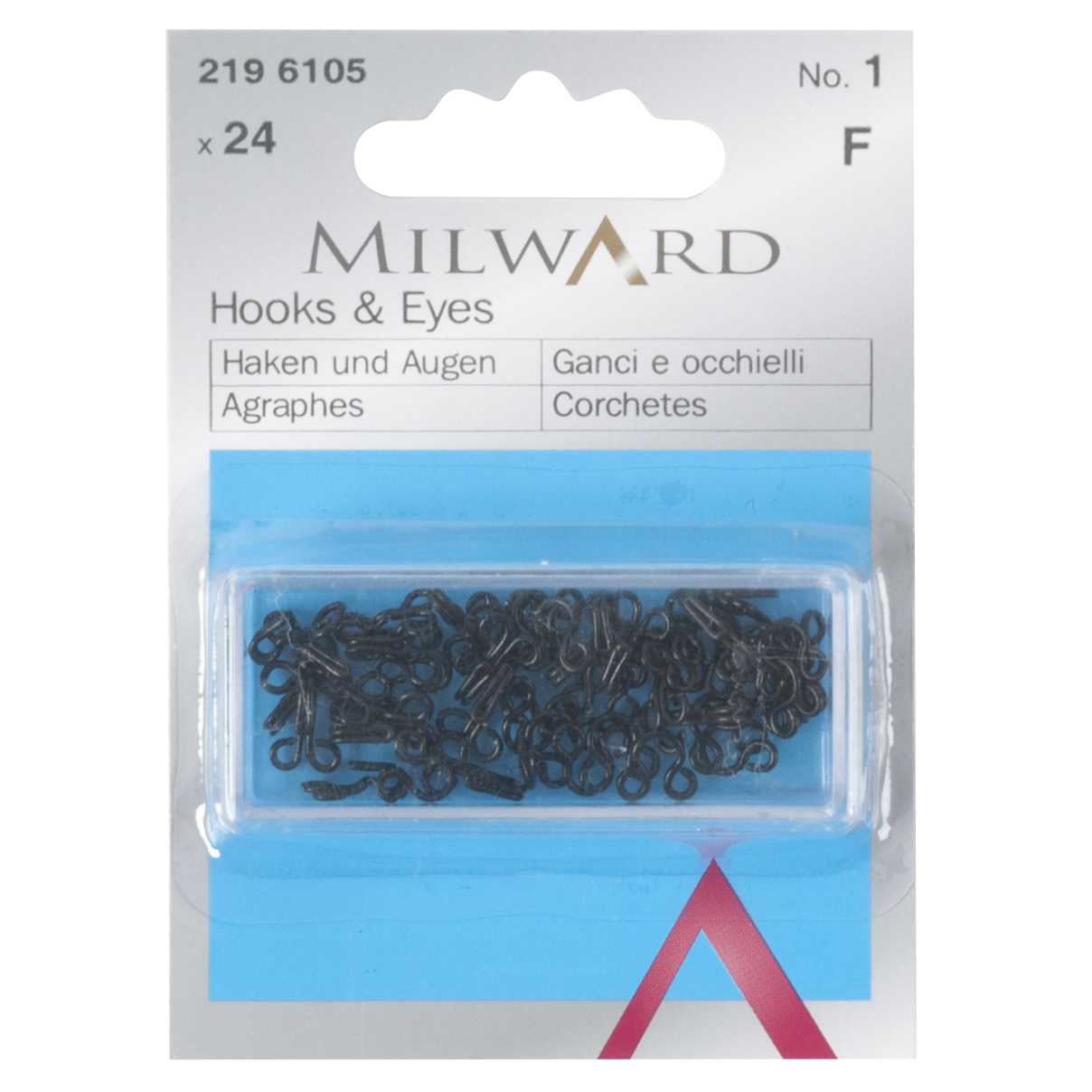 Milward Hook and Eye Brass in Black 24pk