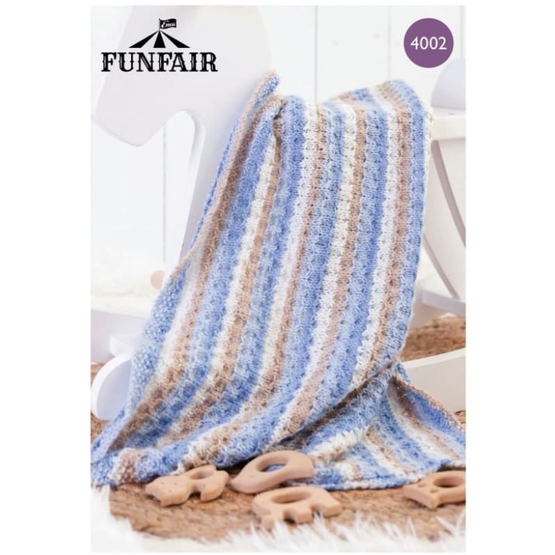 Emu Yarns  Stripey Cot Blanket in Emu Funfair Swirl DK (4002)