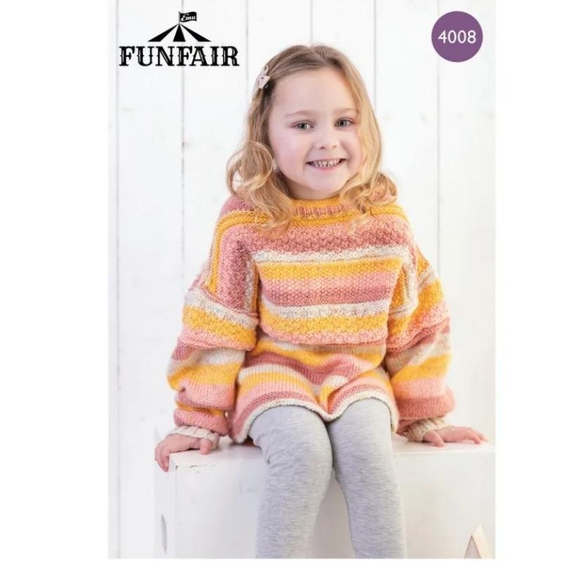 Emu Yarns Child's Striped Guernsey Sweater in Emu Funfair Swirl DK (4008)