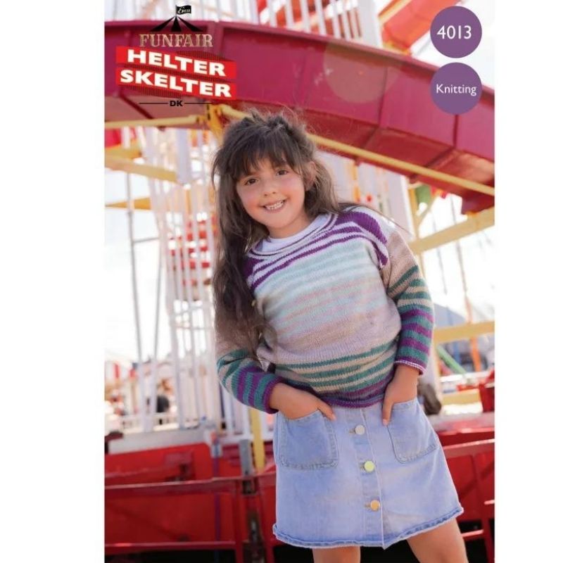 Emu Yarns  Child's Simple Jumper in Emu Funfair Helter Skelter (4013)