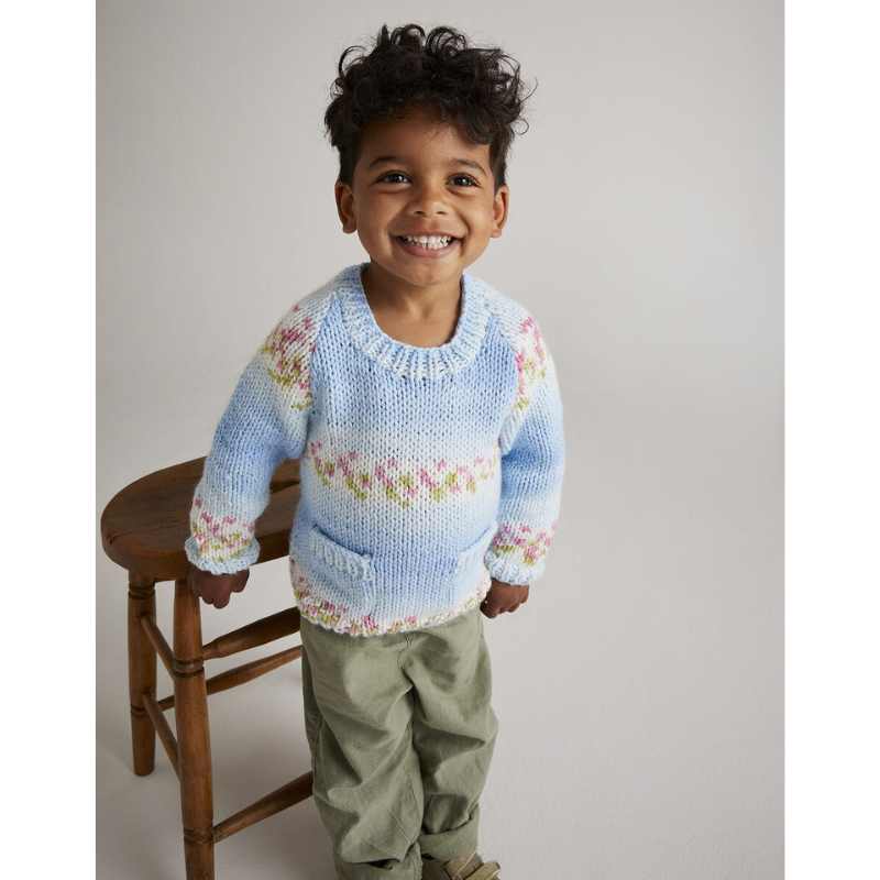 Sirdar Seed Pocket Sweater in Hayfield Baby Blossom Chunky