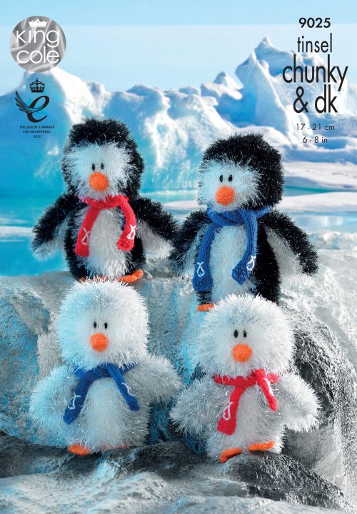 King Cole Penguins Knitted with Tinsel Chunky & Dollymix DK