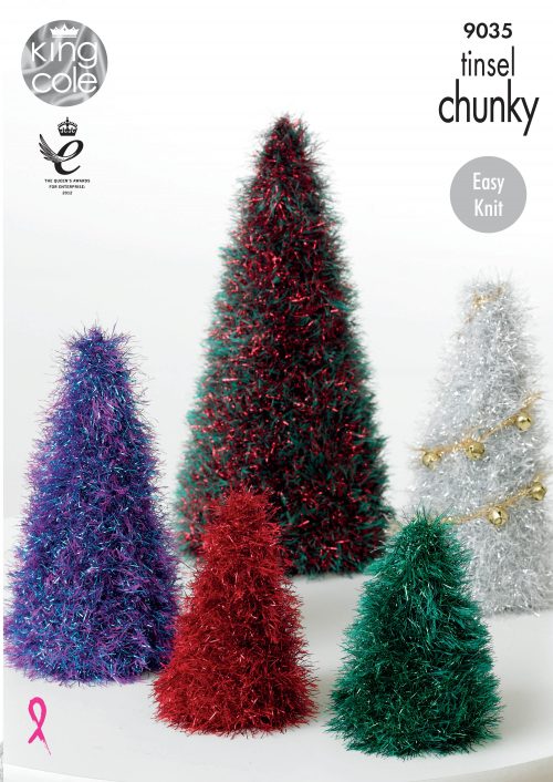 King Cole Tinsel Christmas Trees & Baubles Knitted with Tinsel Chunky