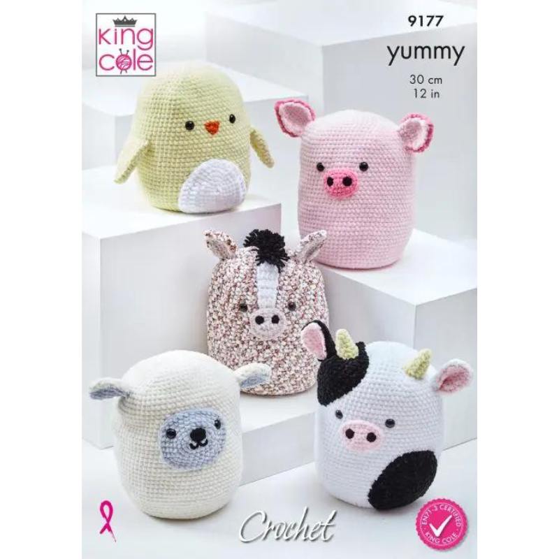 King Cole Crochet Squishy Amigurumi Toys Crocheted in Yummy & Big Value Chunky 9177