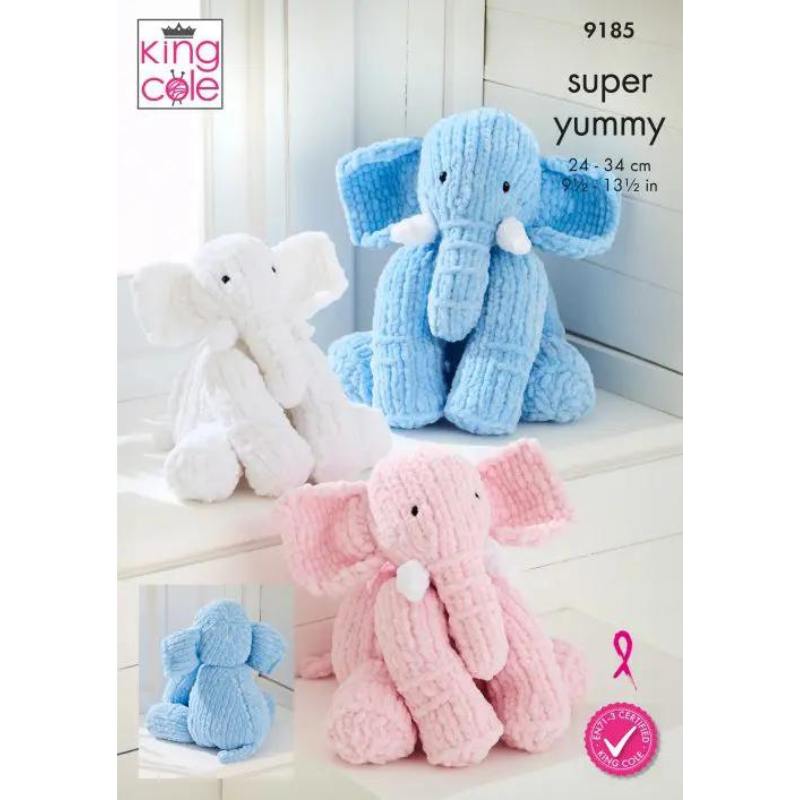 King Cole Elephant Toys Knitted in Super Yummy 9185