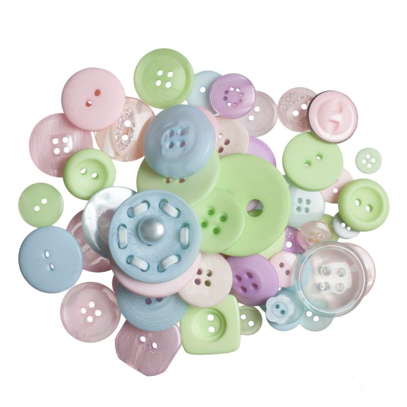 Buttons Craft Bag Assorted Pastels 50g