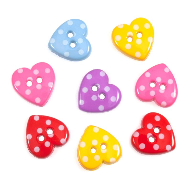 Buttons Novelty Dotty Hearts Pack of 8