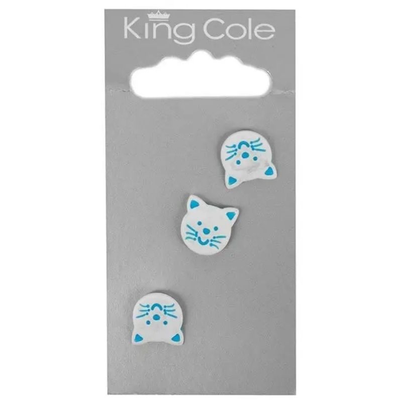 King Cole Cat Shaped Button  White