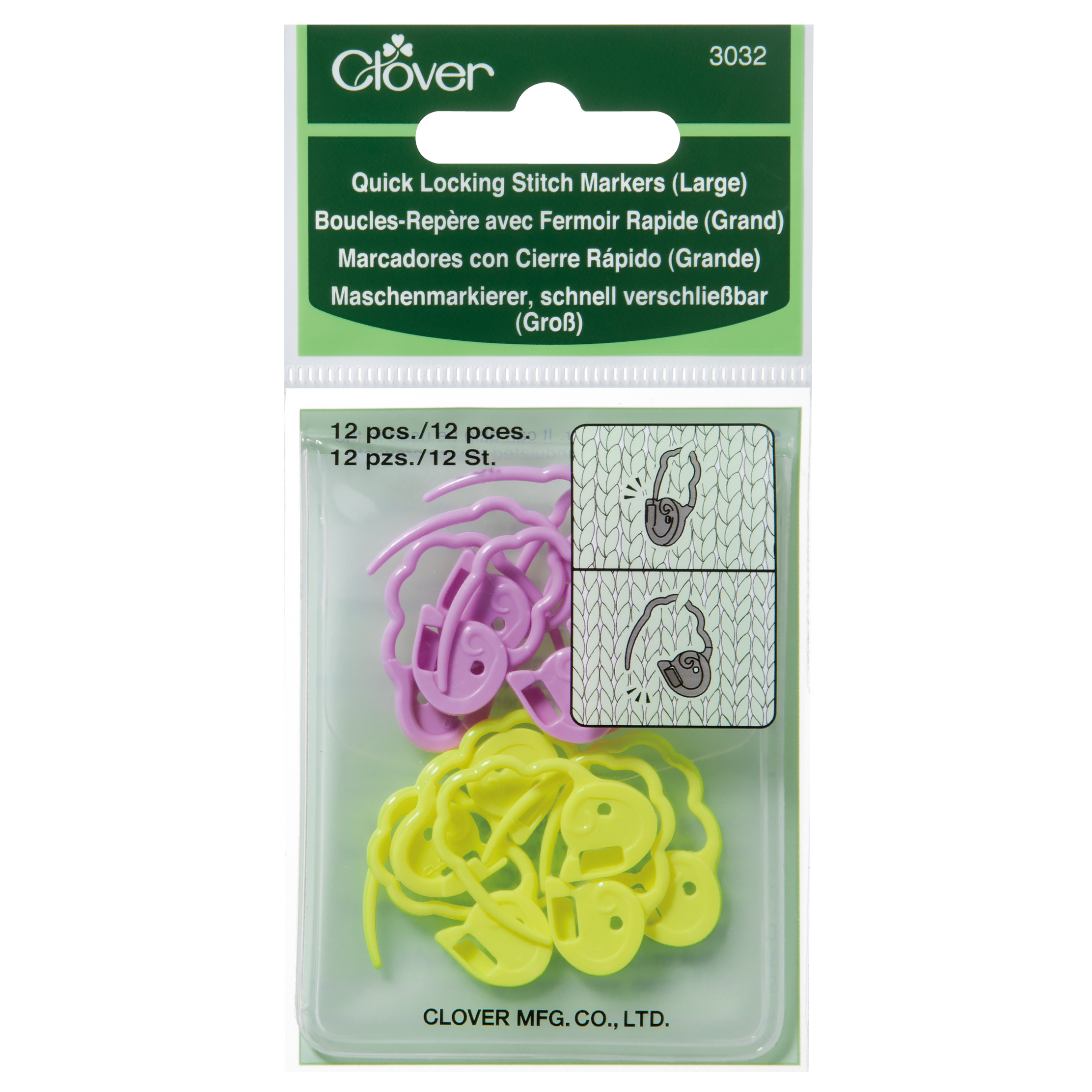 Clover Quick Locking Stitch Marker - Large x12