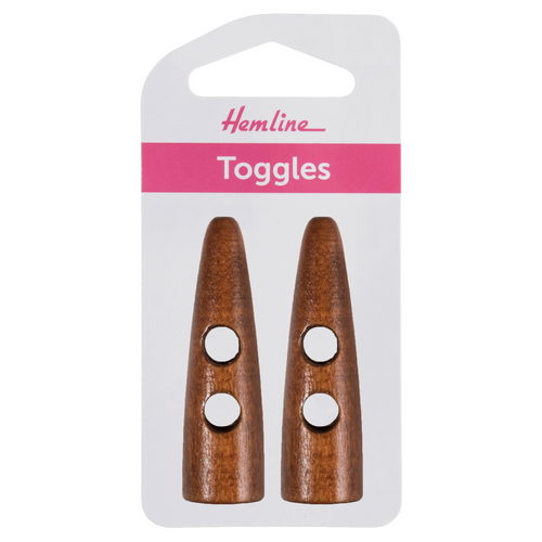 Hemline 2 hole 50mm wooden sharktooth toggle wooden