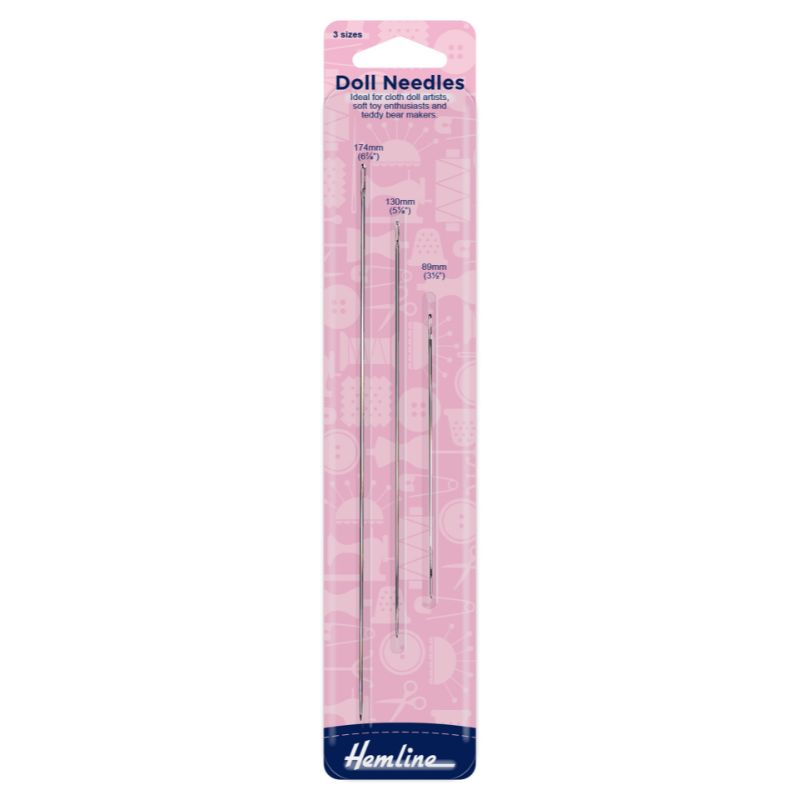 Hemline Hand Sewing Doll Needles (3 pack)