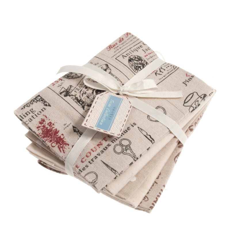 Trimits Fat Quarter Pack Printed Natural Bundle of 5