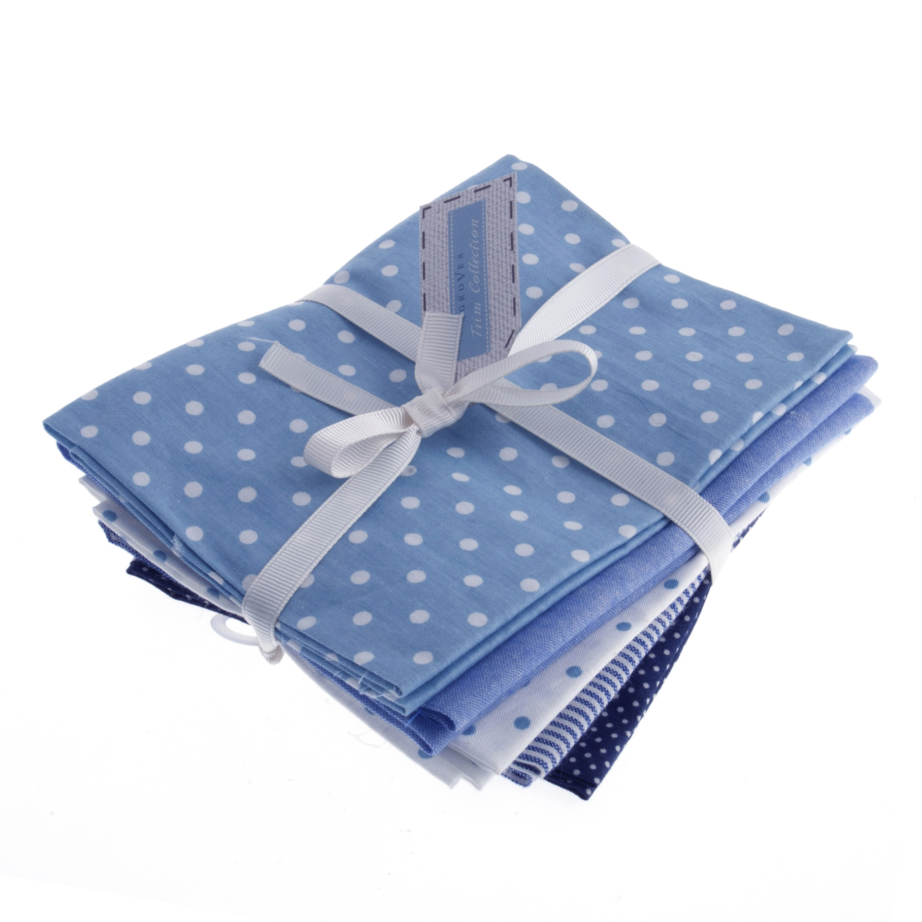 Fat Quarter Pack Cotton Linen Blue Bundle of 5