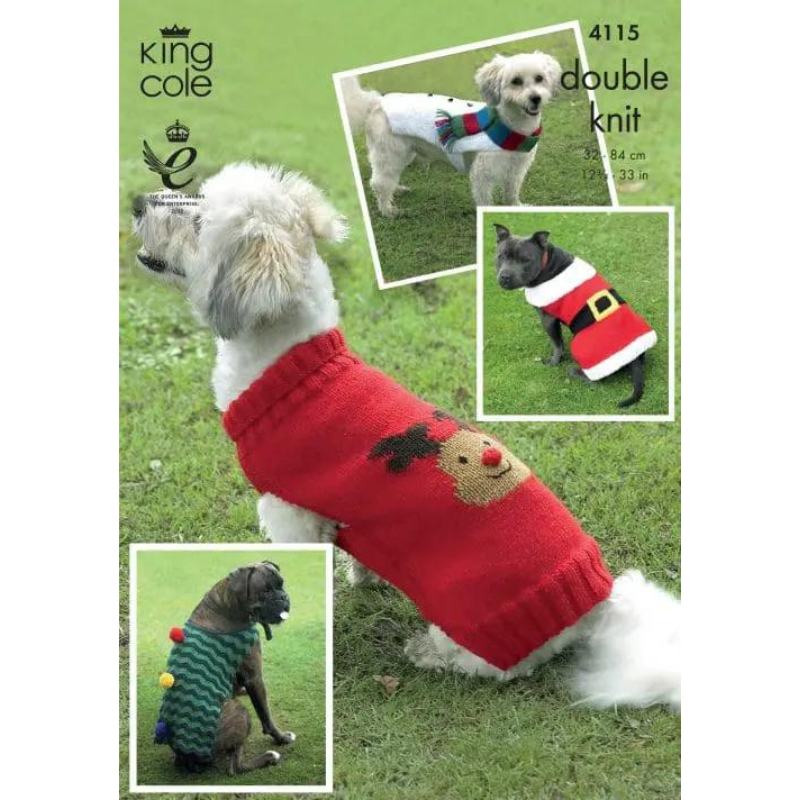 King Cole  Christmas Dog Coats in Cuddles DK and Merino Blend DK