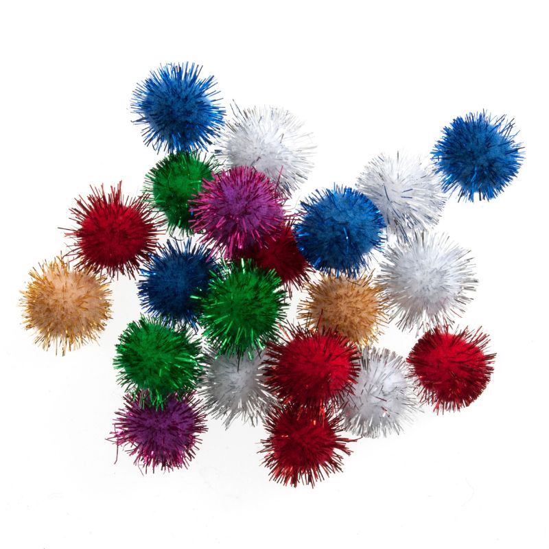 Pom Poms 1.3cm Metallic Assorted Pack of 100