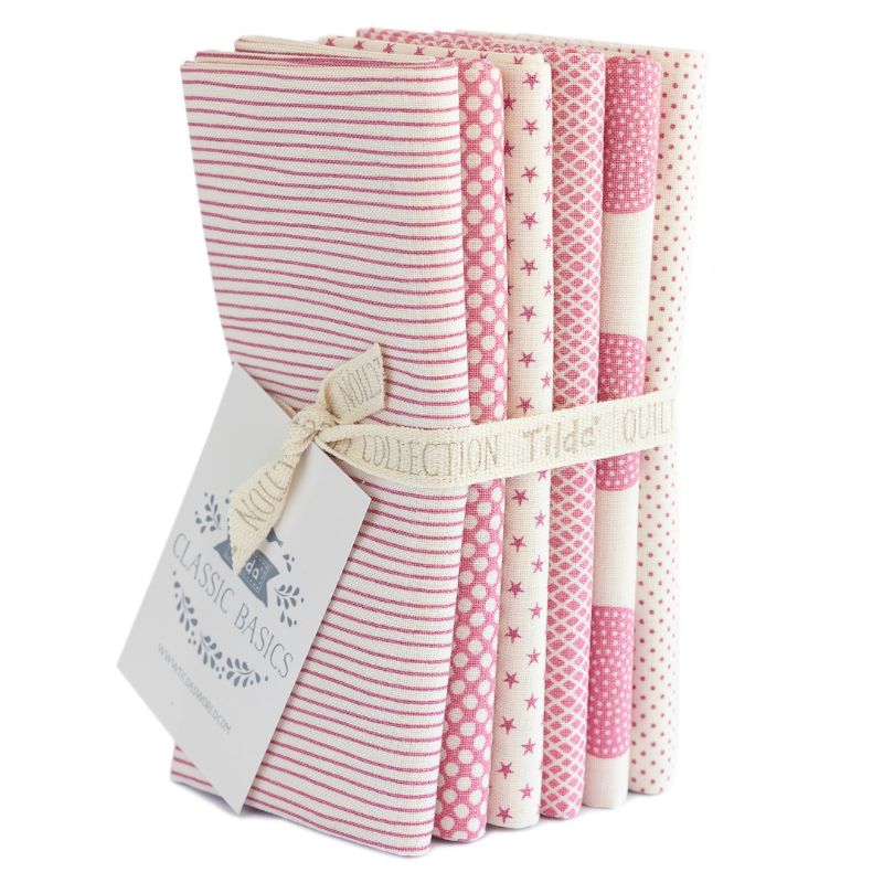 Tilda Fat Quarters Classic Basics 50 x 55cm Pink - Bundle of 6