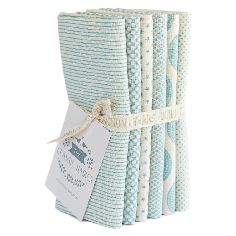 Tilda Fat Quarters Classic Basics 50 x 55cm Light Blue - Bundle of 6