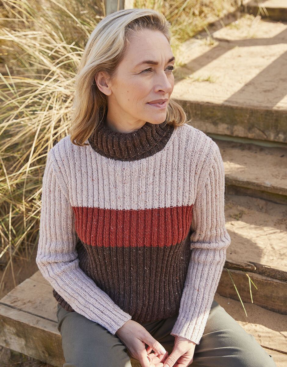 Coastline Roll Neck in Sirdar Haworth Tweed DK